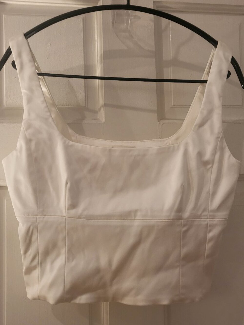 Aritzia Wilfred Satin Corset Crop Top Ivory Small
